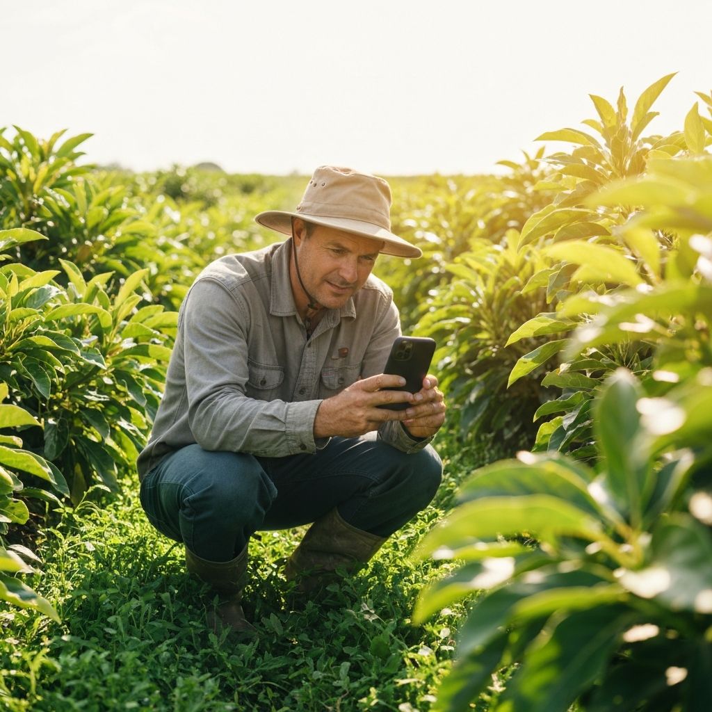 Farmer documenting agricultural practices with Trazo